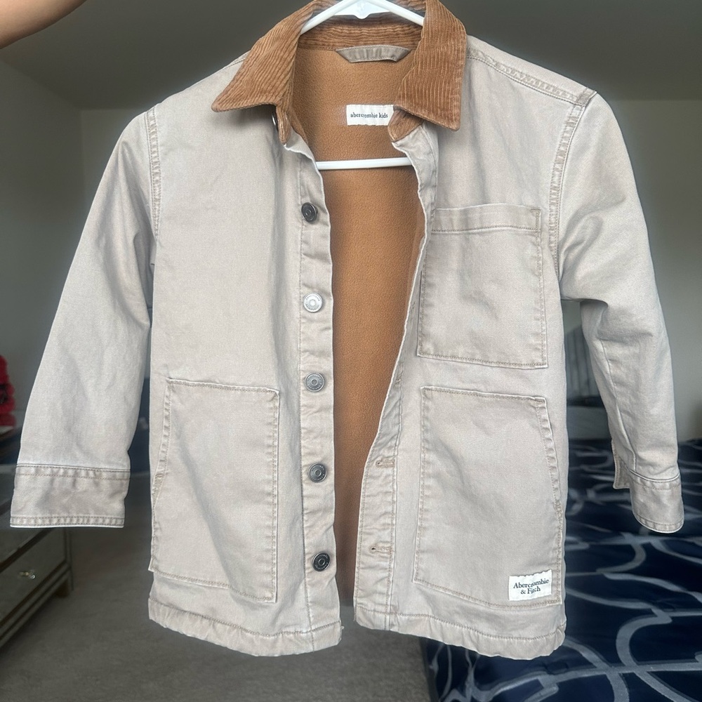 Abercrombie Kids Beige Jacket with Brown Collar